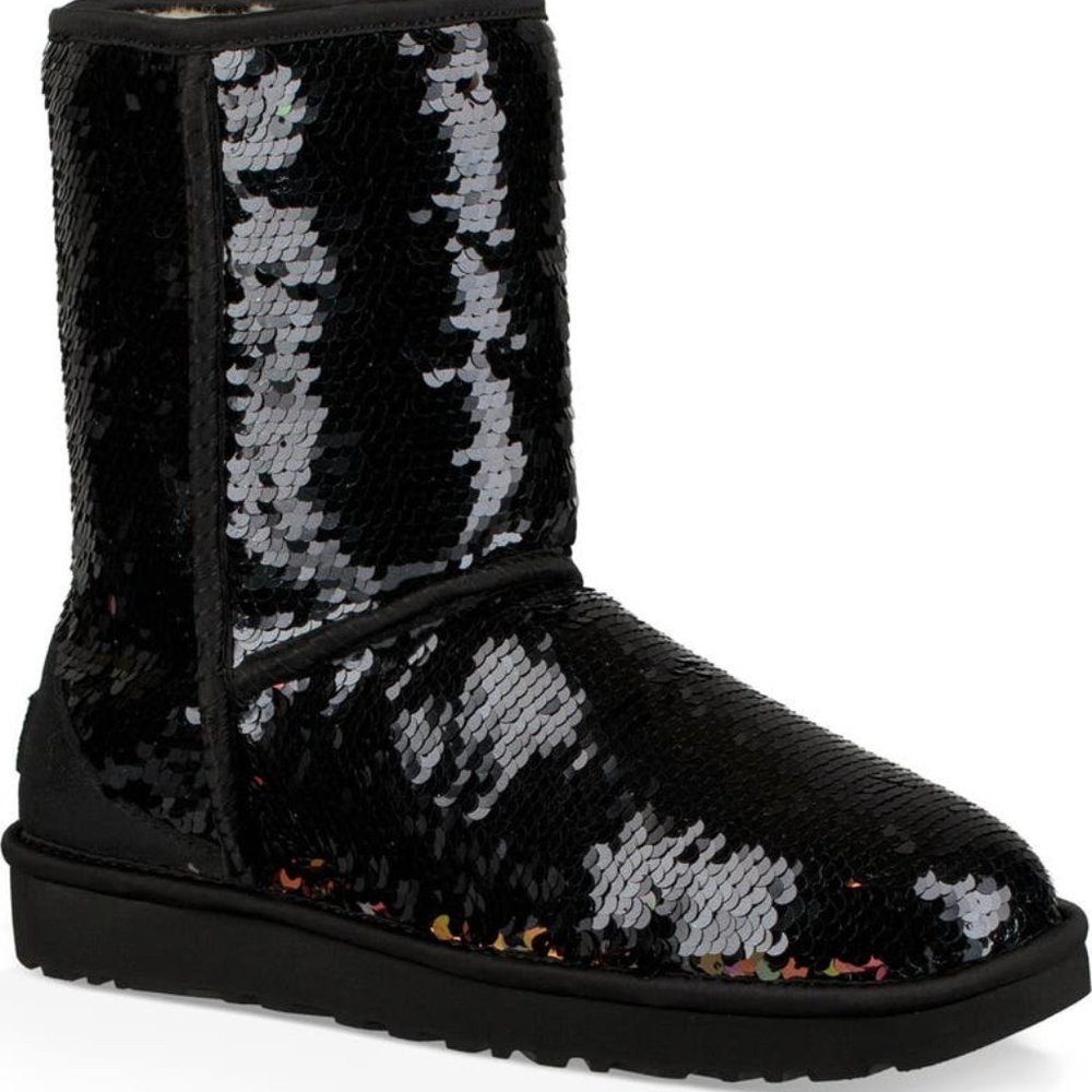 NIB UGG SEQUIN SPARKLE Classic‎ Boots BLACK